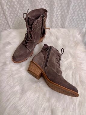 Sofft Suede Lace Up Bootie With Side Zip